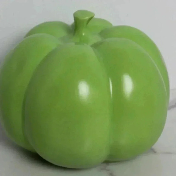 Rae Dunn Medium "Wicked" GREEN Pumpkin Halloween w/ White Letters Room Decor - Picture 2 of 3